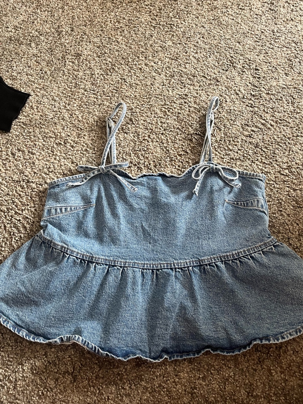wild fable Light Blue Denim Ruffle Peplum Crop Camisole